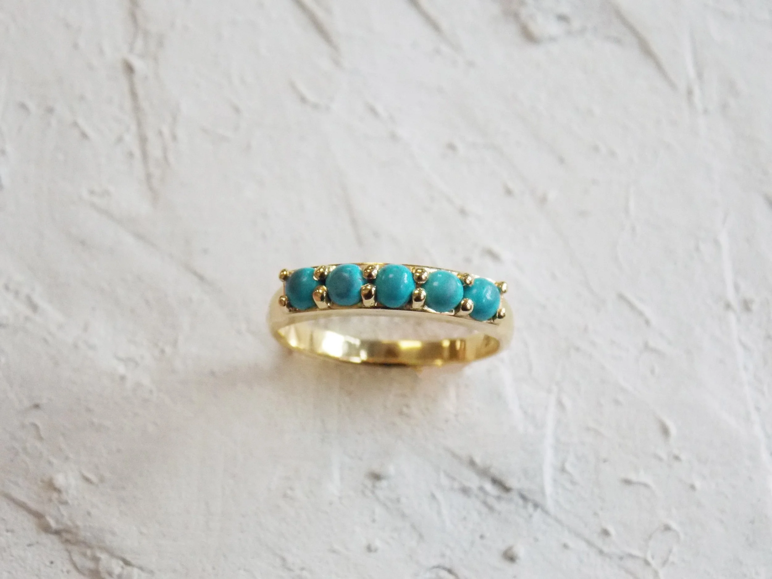 Sleeping Beauty Turquoise and 18ct Gold Prong Set Wedding Ring