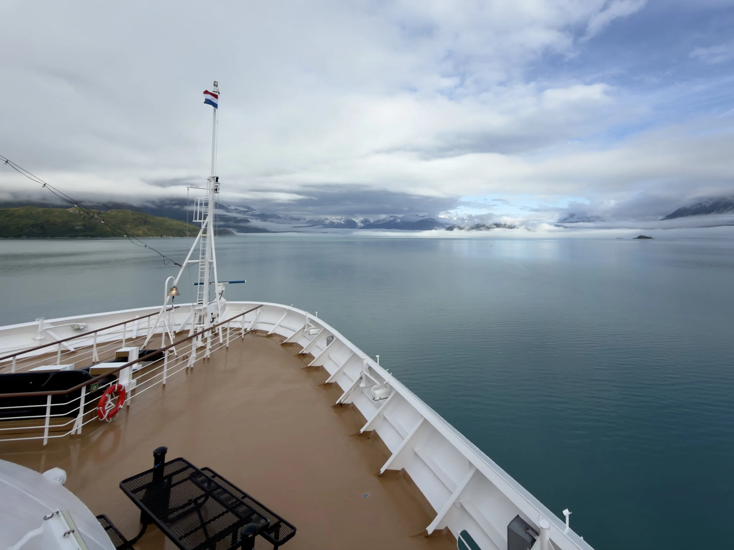  On board the Holland America Eurodam approaching the entrance to Glacier Bay National Park 