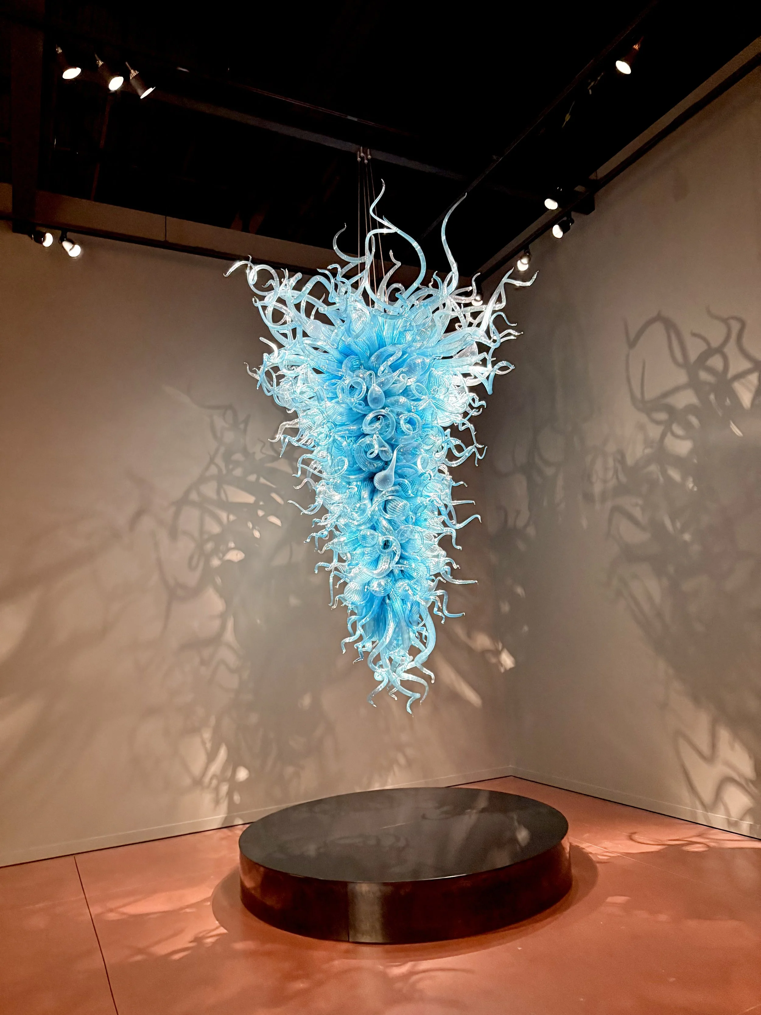  This blown glass display at the Dale Chihuly Museum reminds me of a tornado  