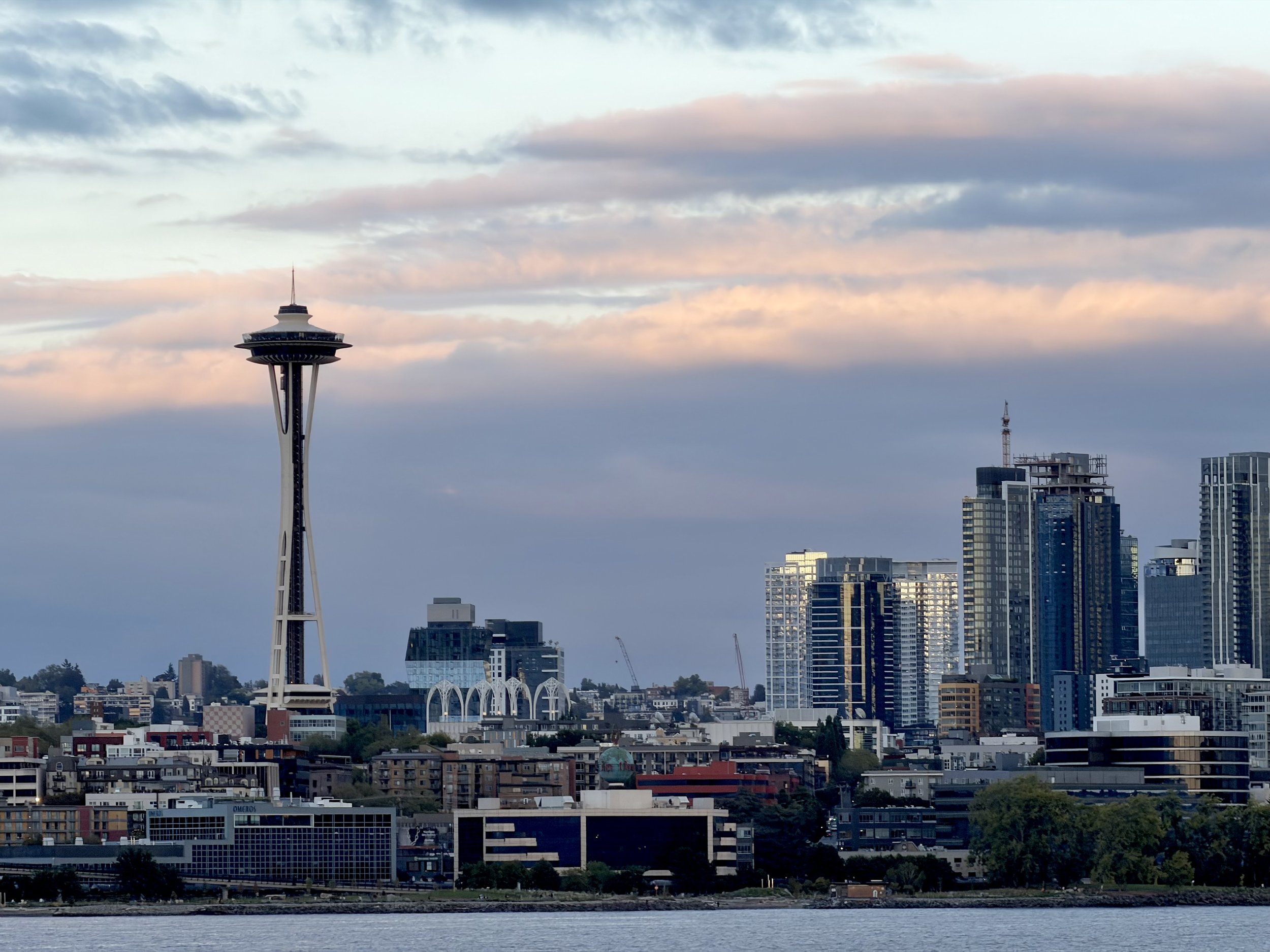  Another view of the Space Needle just beyond the downtown skyline of Seattle, Washington 