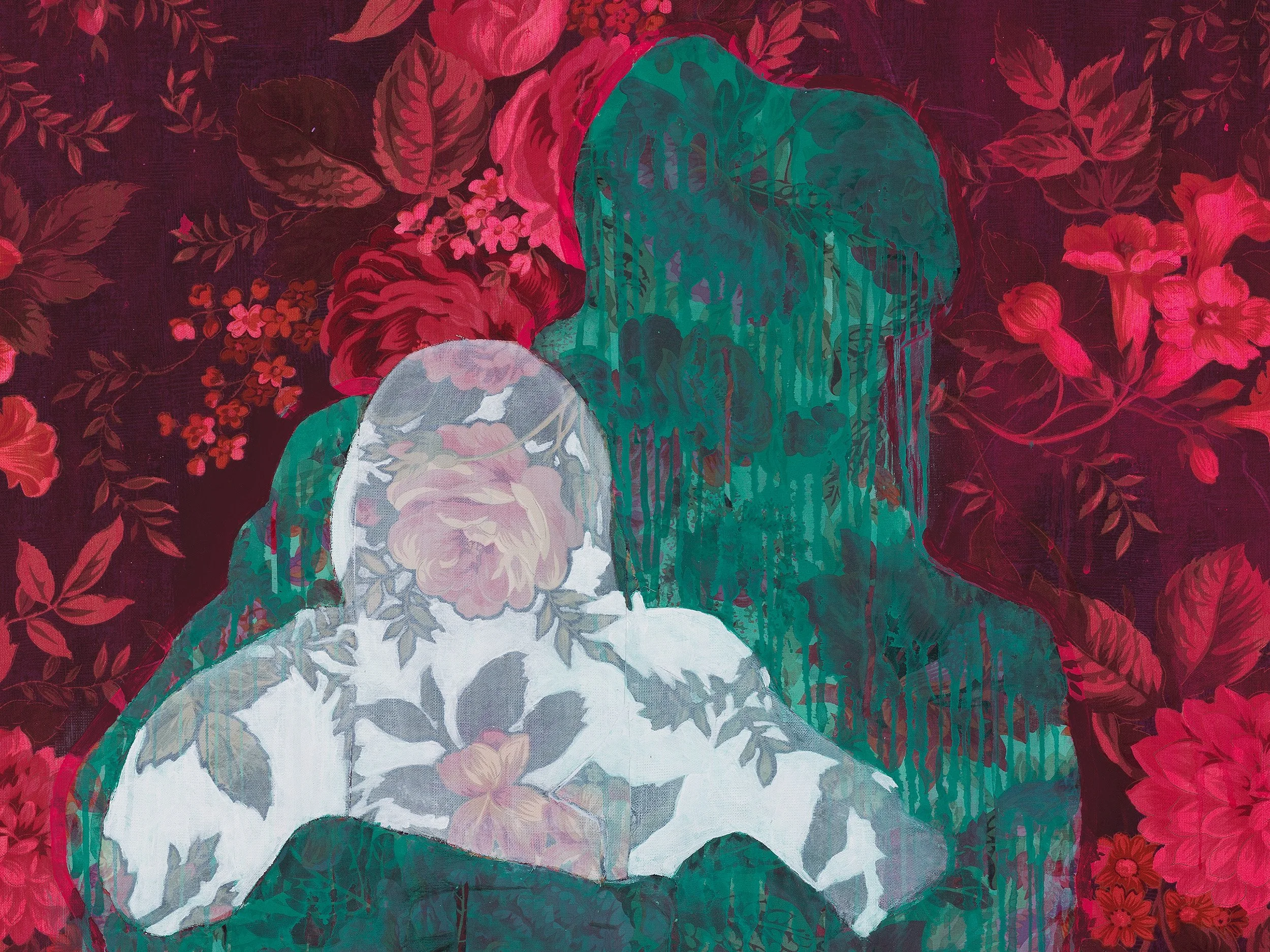 Memories of Grace and Angelo (detail), 2025
Acrylic and fabric on canvas
48 x 72 in