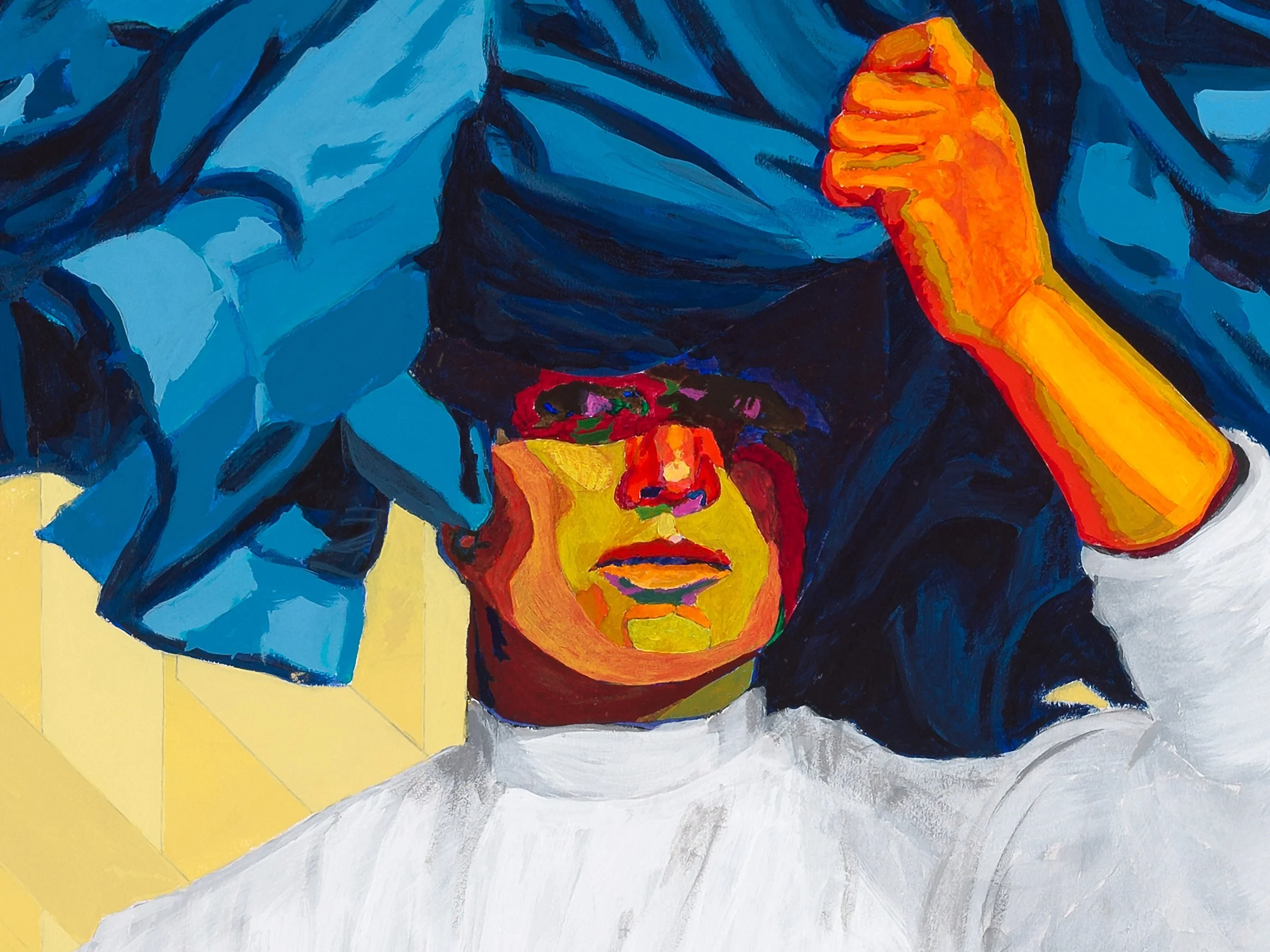 The Finisher (detail), 2022
Acrylic, graphite, gold leaf on paper
77 x 51 in