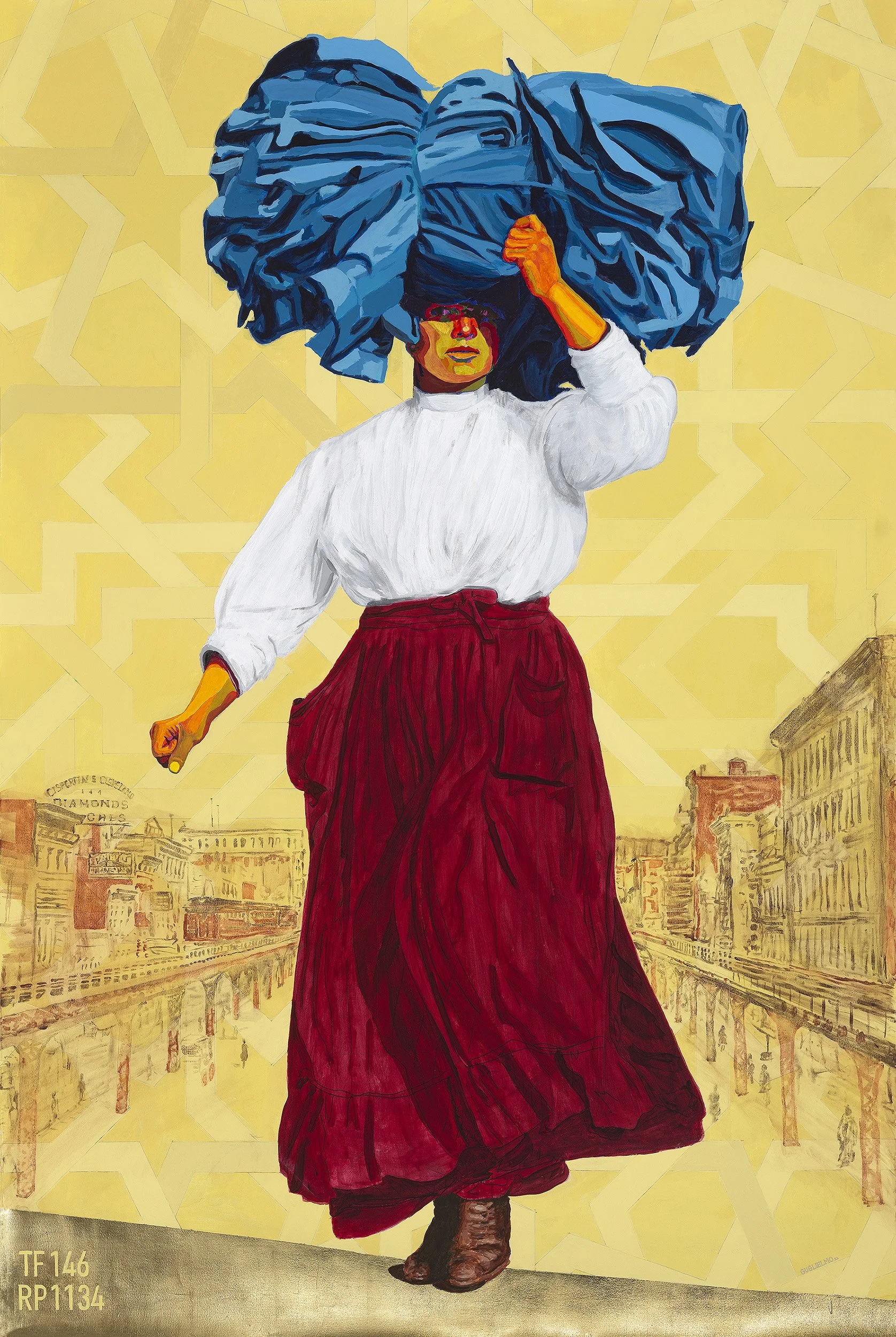 The Finisher, 2022
Acrylic, graphite, gold leaf on paper
77 x 51 in