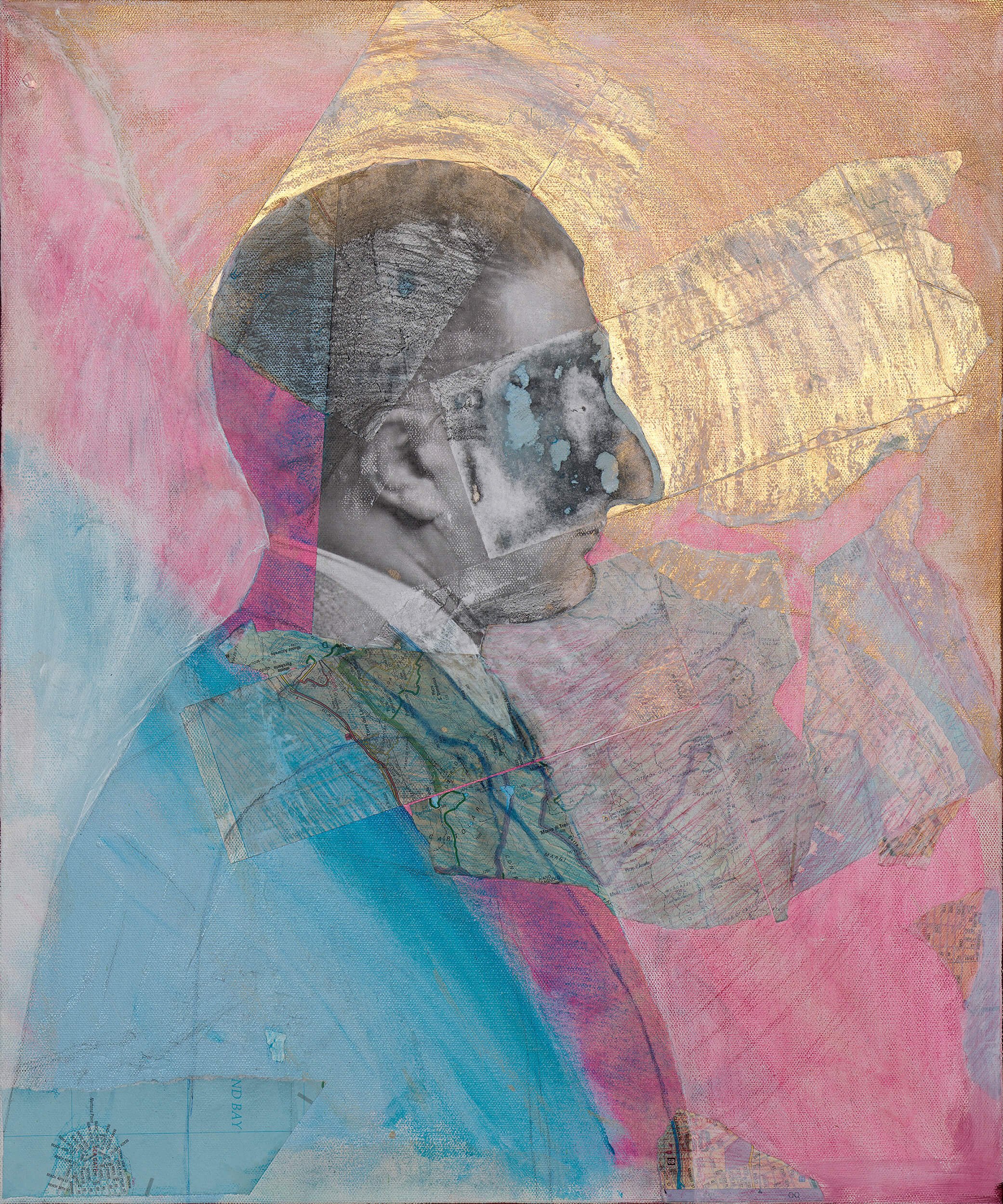 Untitled (Profile of a Man), 2025
Paper, acrylic, charcoal, pencil on canvas
24 x 20 in
