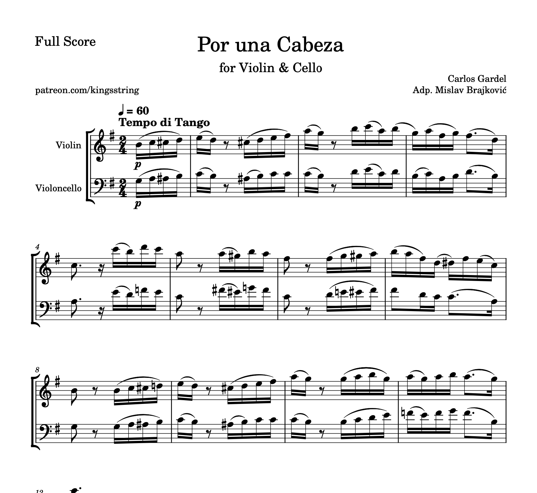 Screenshot 1 Por una Cabeza for Violin & Cello by Carlos Gardel.png