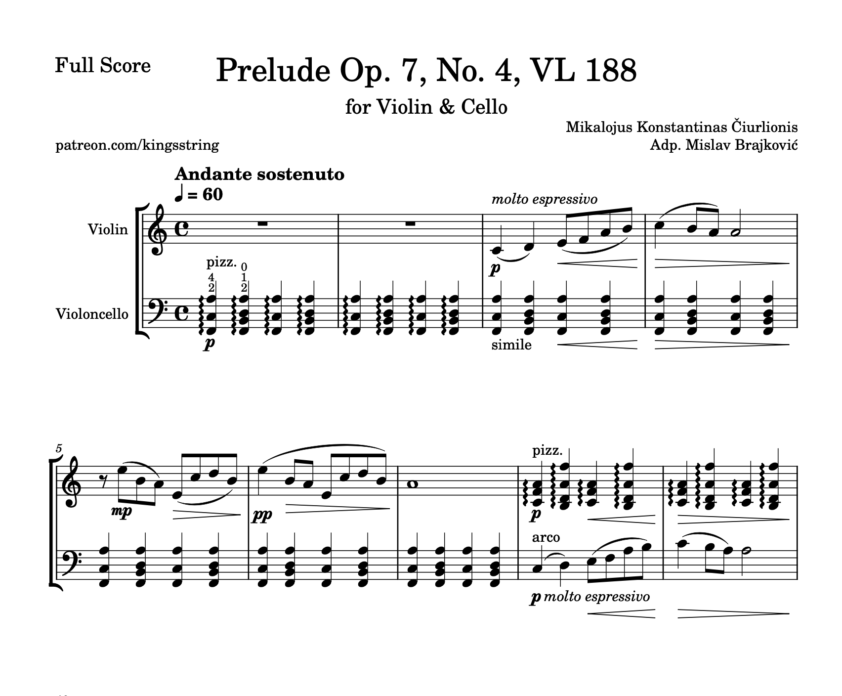 Screenshot Prelude Op. 7, No. 4, VL 188 for Violin & Cello by Mikalojus Konstantinas Čiurlionis.png