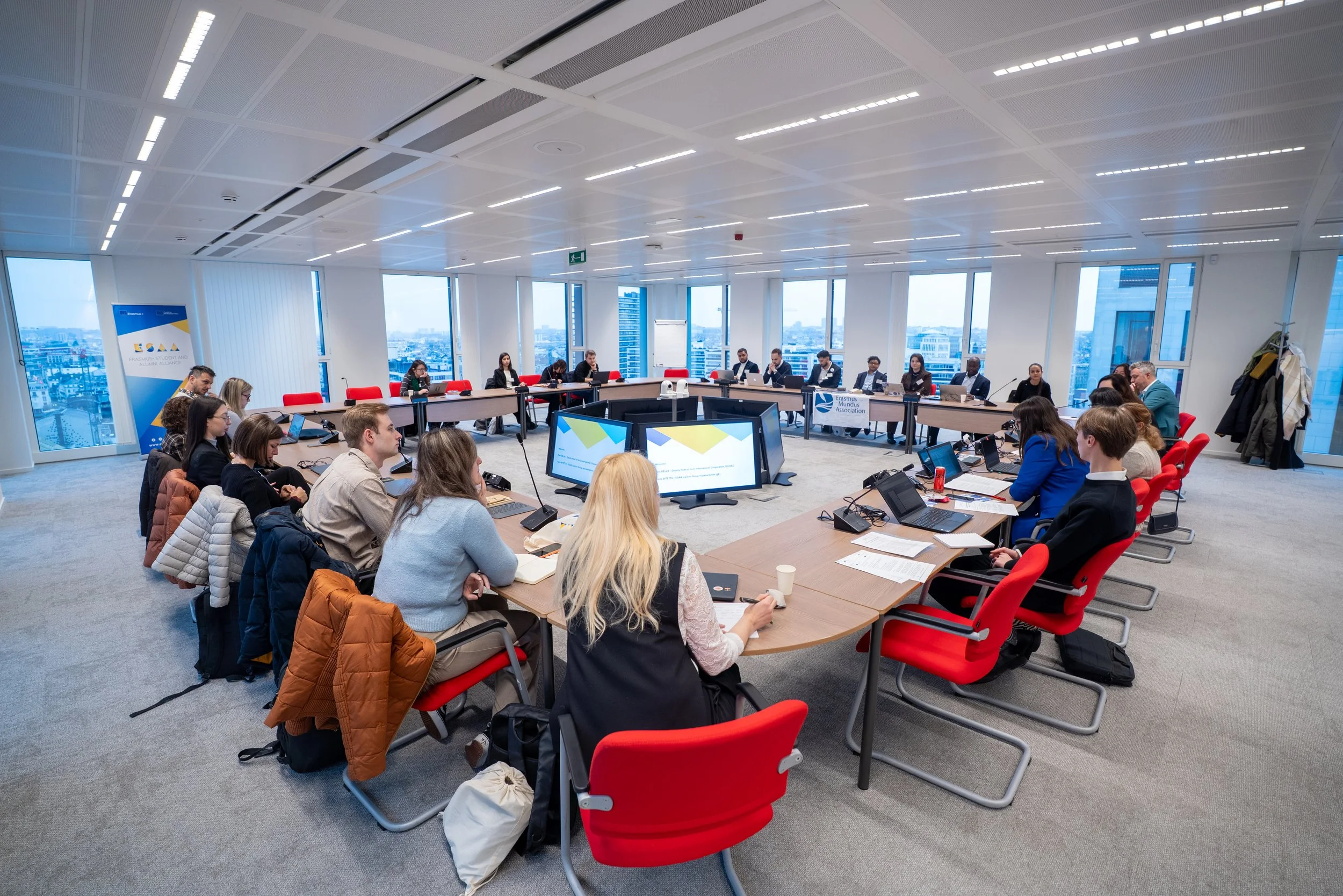 Students of the Erasmus+ ESSA European Comission meeting in Brussels.