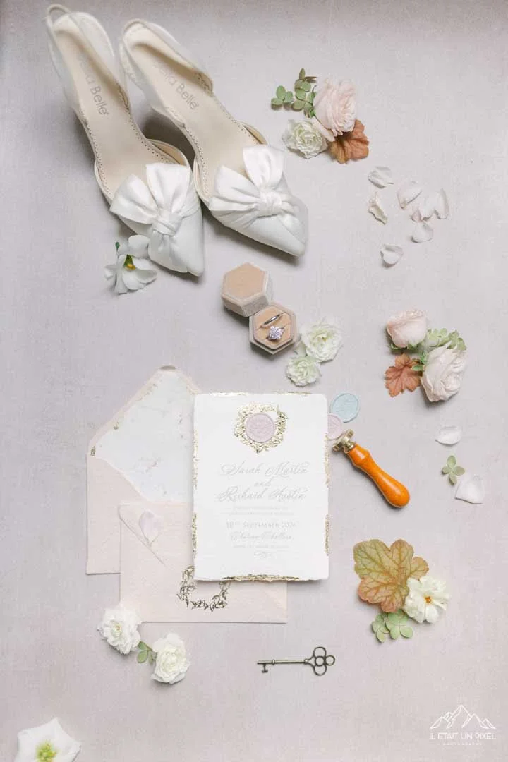 Detail shot flatlay at Chateau Challain in Loire Valley