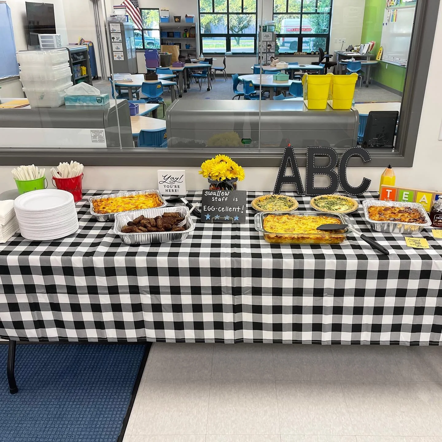 Welcome Back Staff Breakfast!! Thank you to all who made or dropped off yummy food!! Everything was amazing and teachers loved it!!! 🖤💛
