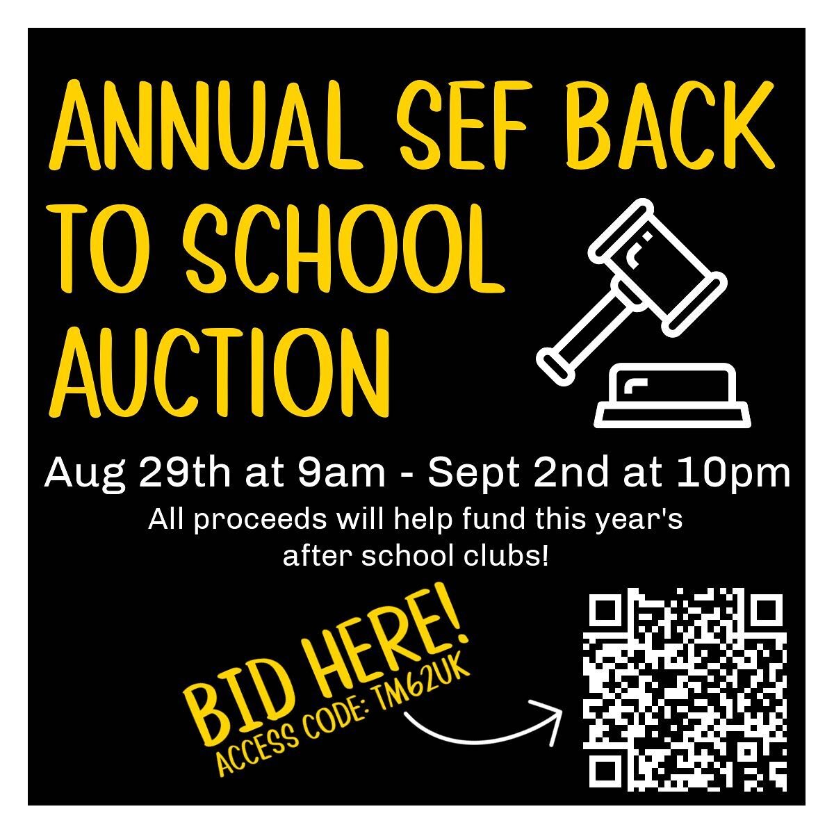 BACK TO SCHOOL AUCTION

It's that time of year again! We have the most amazing auction items this year including:
-Principal for the Day
-NCAA Final Four Lunch
-Camping at Swallow School 
-Reserved Parking Spots 
and so much more!

Bidding will run M