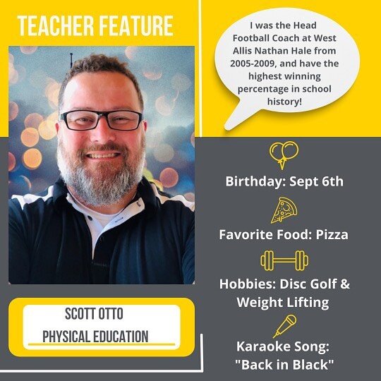 STAFF &amp; TEACHER FEATURE 💛🖤
If you see Mr. Otto today make sure to wish him a HAPPY BIRTHDAY! Swallow is a better place because of him! 
#swallowschool #staff #teachers #thebest #tuesday #feature #school