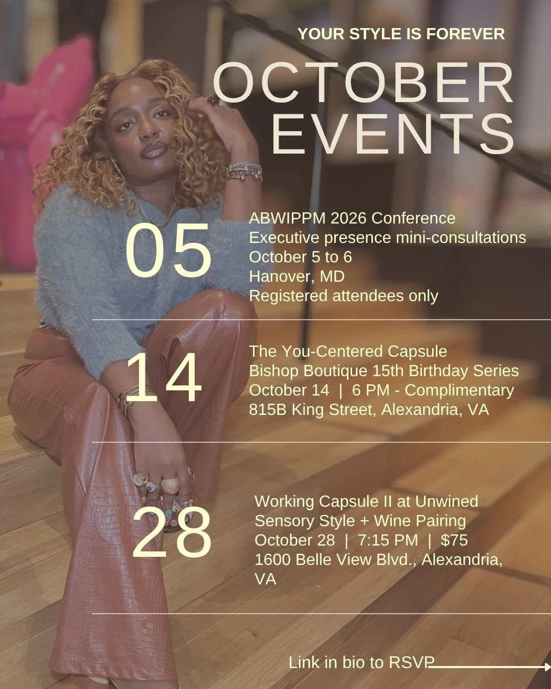 I&rsquo;ll be outside all of October, and I want to see you.

I&rsquo;m partnering with two Alexandria businesses I love to help you get closer to the woman your clothes should already be introducing.

14 | The You-Centered Capsule at @bishopboutique