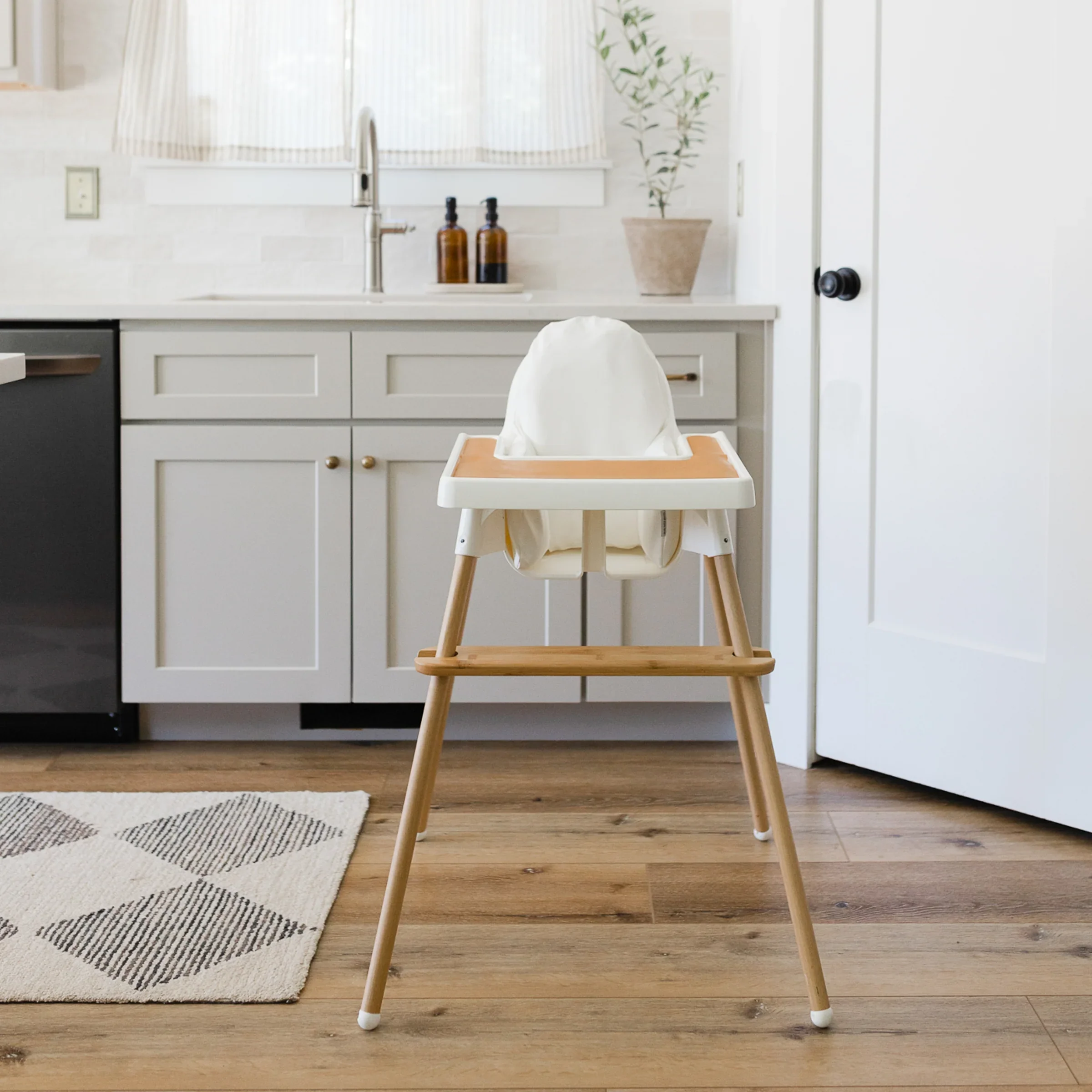 the most affordable high chair option IKEA Antilop and footrest for best positioning