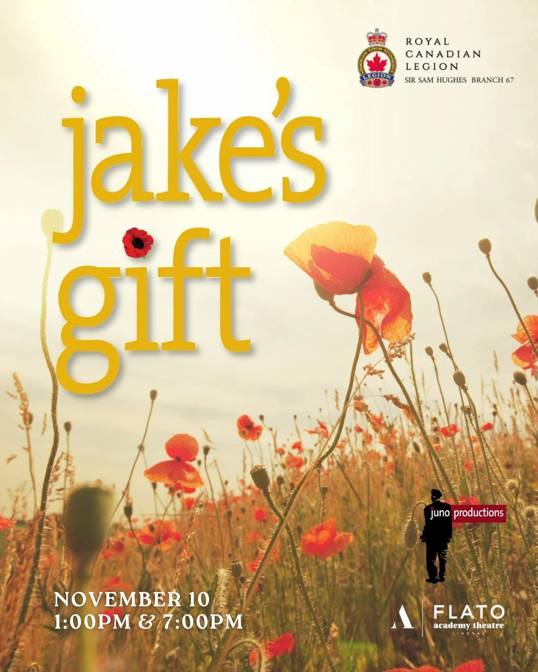 Powerful, heartfelt, and deeply human.
Join us for Jake&rsquo;s Gift, the award-winning Canadian play that explores remembrance, loss, and connection through the eyes of a WW2 veteran returning to Normandy 60 years after D-Day.

📅 November 10 &mdash