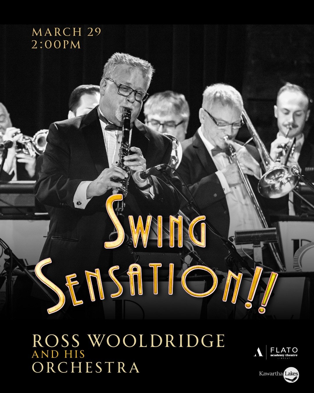 Swing Sensation!! 🎷🎵
Ross Wooldridge and His Orchestra bring timeless swing, jazz, and big band brilliance to the Academy Theatre! An elegant, toe-tapping night of live music.

📅 March 29 @ 2:00PM
🎟️ Tickets on sale now: Visit our website "W