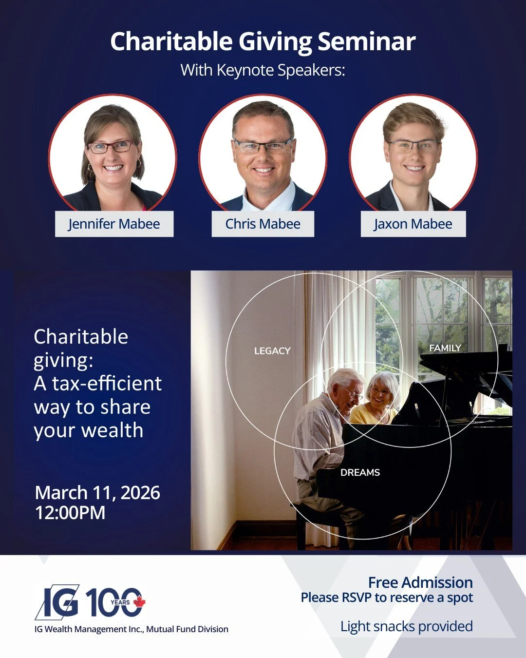 IG Wealth presents Charitable Giving Seminar: A tax-efficiant way to share your wealth.
Come and join us for this FREE event in March!
Reserve your spot today! Link In Bio 🔗

📅 March 11, 2026
🕰 12:00PM

 #flatoacademytheatre #KawarthaLakes #Lindsa