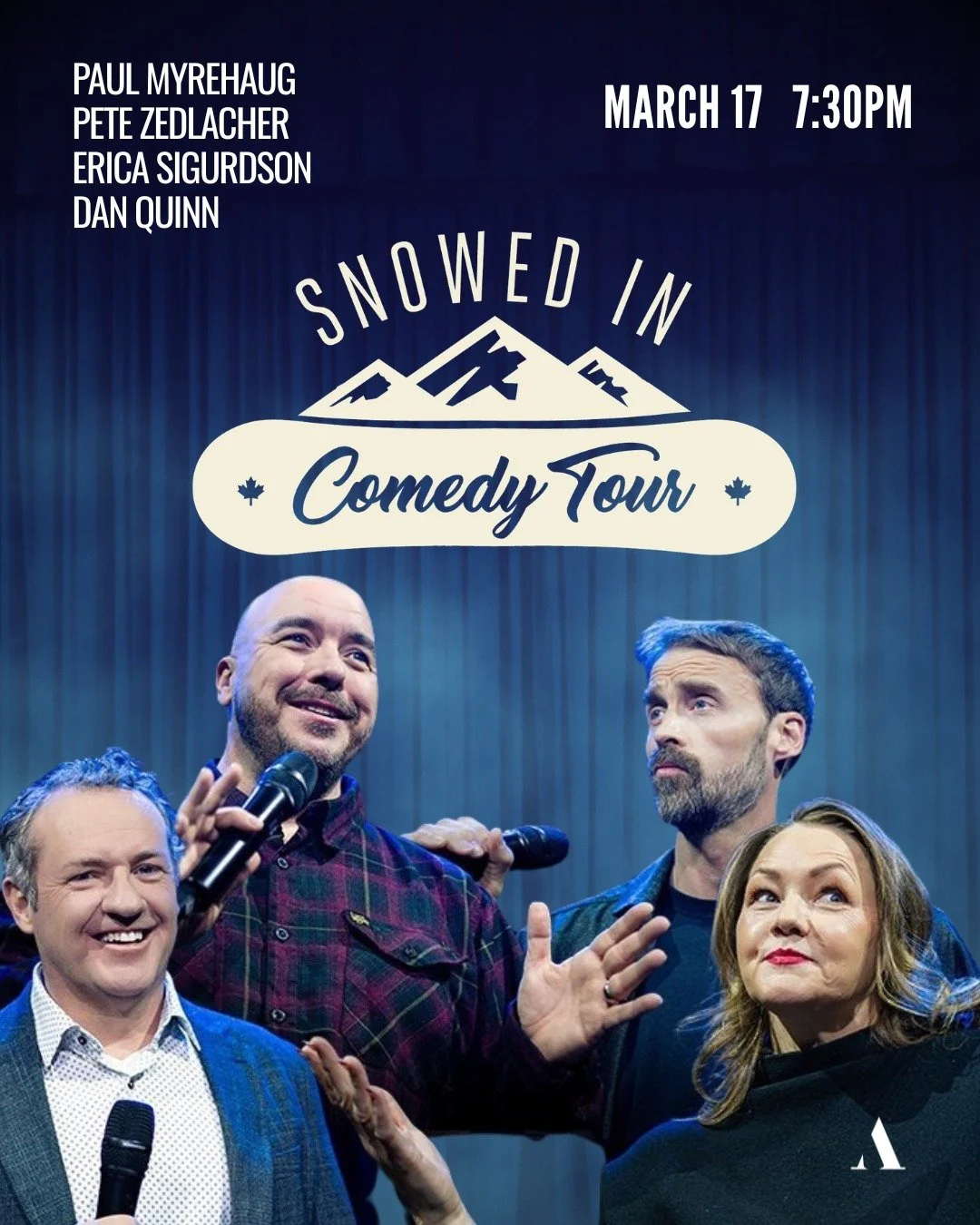 Laughter is in the forecast! Snowed In Comedy Tour hits our stage next month!

📅 March 17 @ 7:30PM
📍 Flato Academy Theatre, Lindsay
🎟 Tickets on sale now: visit website link in bio🔗

#FlatoAcademyTheatre #SnowedInComedyTour #Comedy #CanadianComed