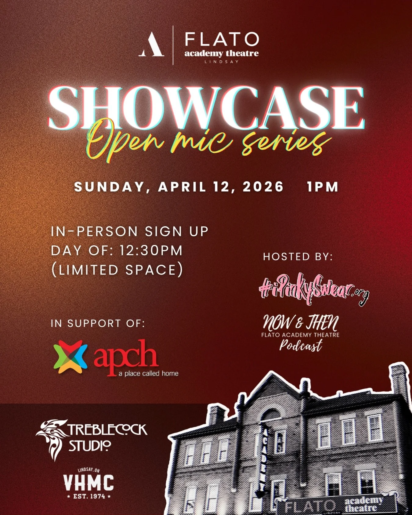Step into the spotlight at our April Showcase Open Mic Series, where local talent comes alive!
Whether you&rsquo;re a seasoned pro or trying it out for the first time, we&rsquo;d love to have you perform!

Hosted by @ipinkyswear1  and @nowandthenacad