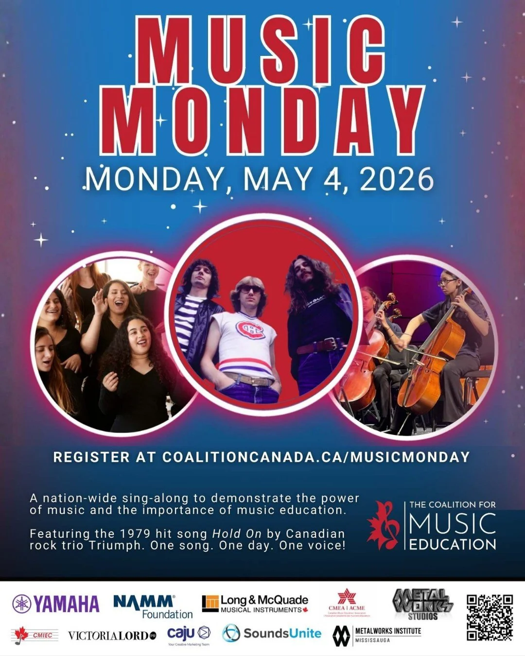 @musicedcanada  Presents: Music Monday 2026!

Join us in celebrating music education in our schools and communities as we gather in spaces across the country to sing together on Monday May 4th 2026 at 12:30 pm et.
The Music Monday anthem is the 1979 
