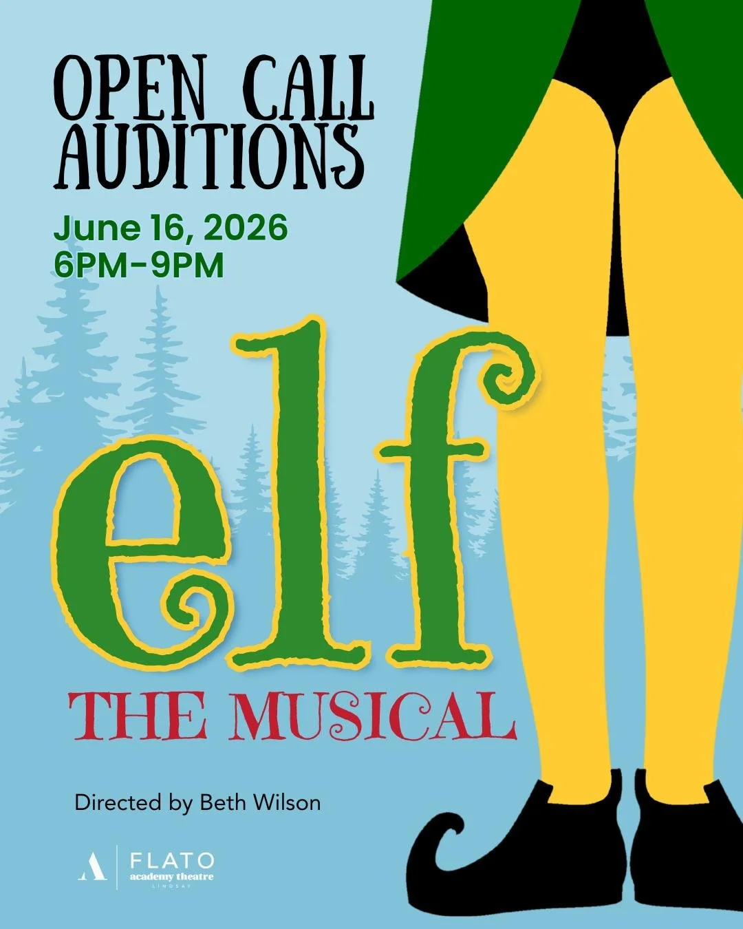 Buddy&rsquo;s coming to town 👀🎄

Open auditions for ELF The Musical are officially open!
June 16 @ 6PM-9PM

&bull; Seeking cast of all ages!
&bull; Kids 6+ (Must have self regulation, focus and work as a team for practices and performances)
&bull; 