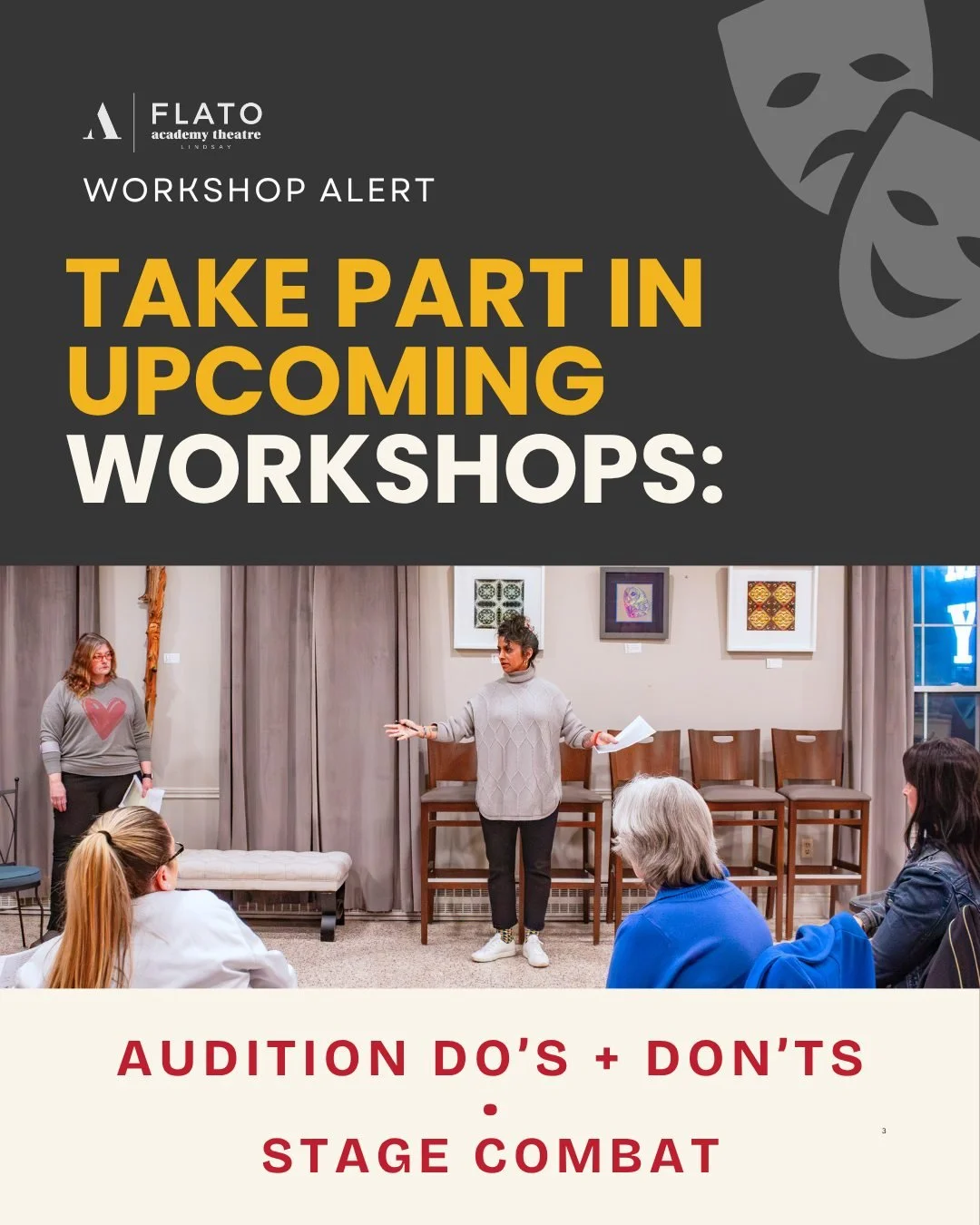 Level up your theatre skills with these TWO workshops that are coming up SOON! 🎭

1. Audition Do's &amp; Don'ts with @jennifer.vallance &ndash; May 31, 2026
2. Stage Combat with @nerdyblove &ndash; June 28, 2026

Spots are Limited! Sign Up Today!!
V