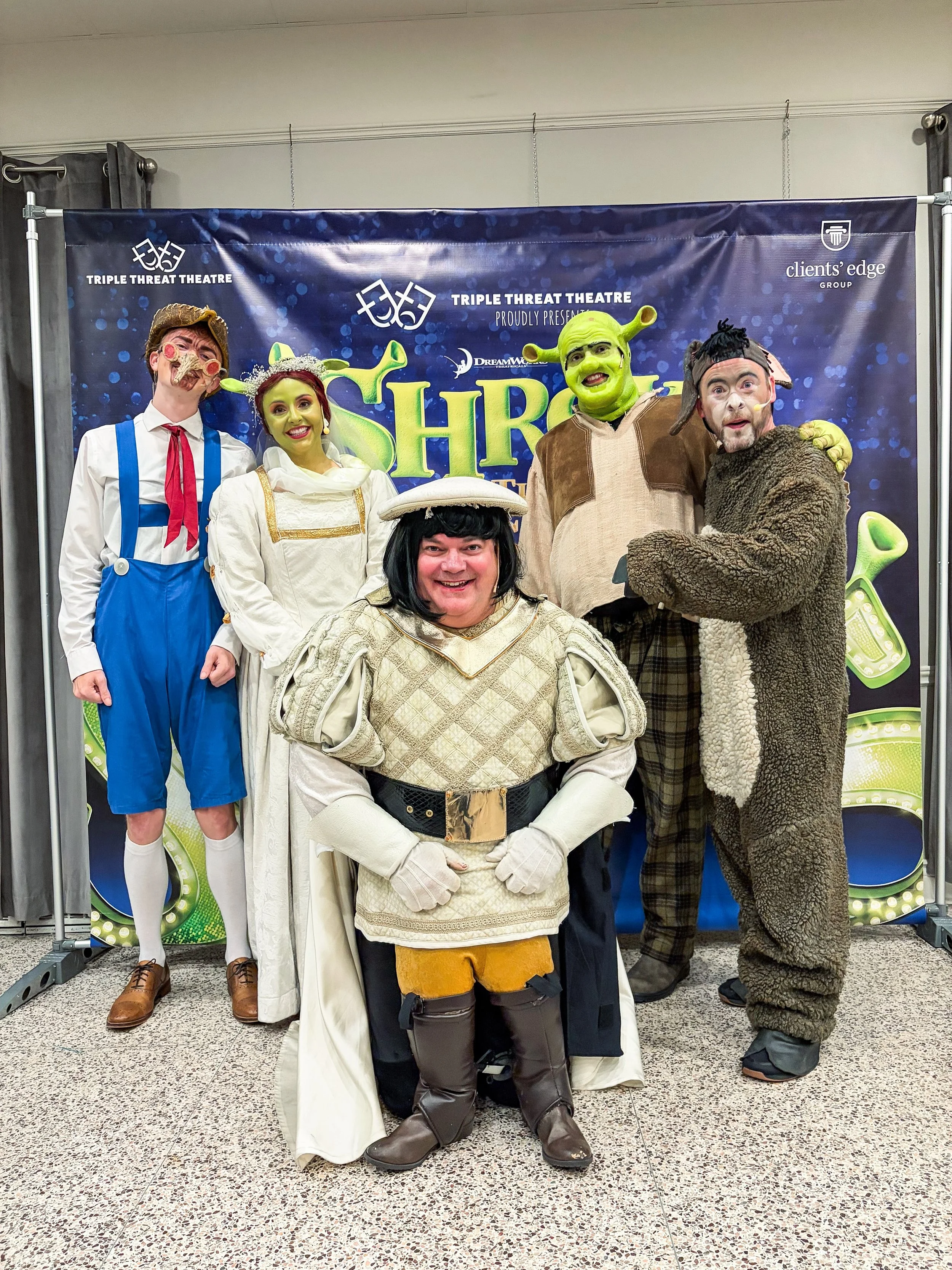 Lord Farquad, Shrek, Fiona, Donkey and Pinocchio send their greetings! You too can say hello with the VIP Meet &amp; Greet experience!

Tickets are selling fast! Get yours today! 

@triple.threat.theatre