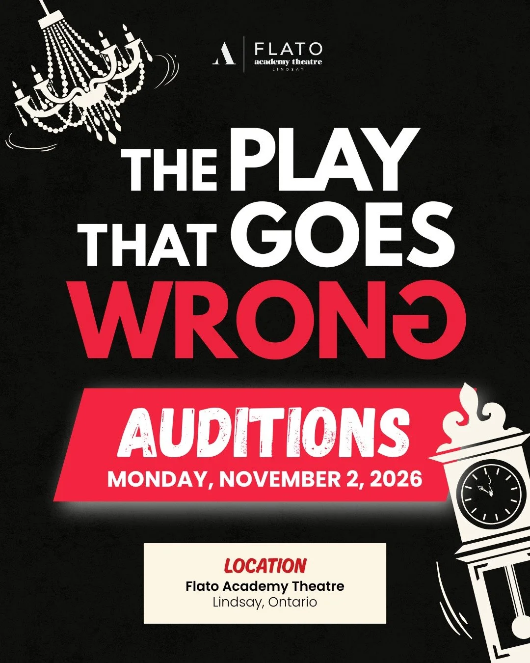 Think YOU could keep a straight face when everything goes wrong?
Come audition and find out!

This fast-paced comedy is packed with mishaps, mayhem, and wonderfully ridiculous moments &mdash; and we're looking for performers to help bring it all to l