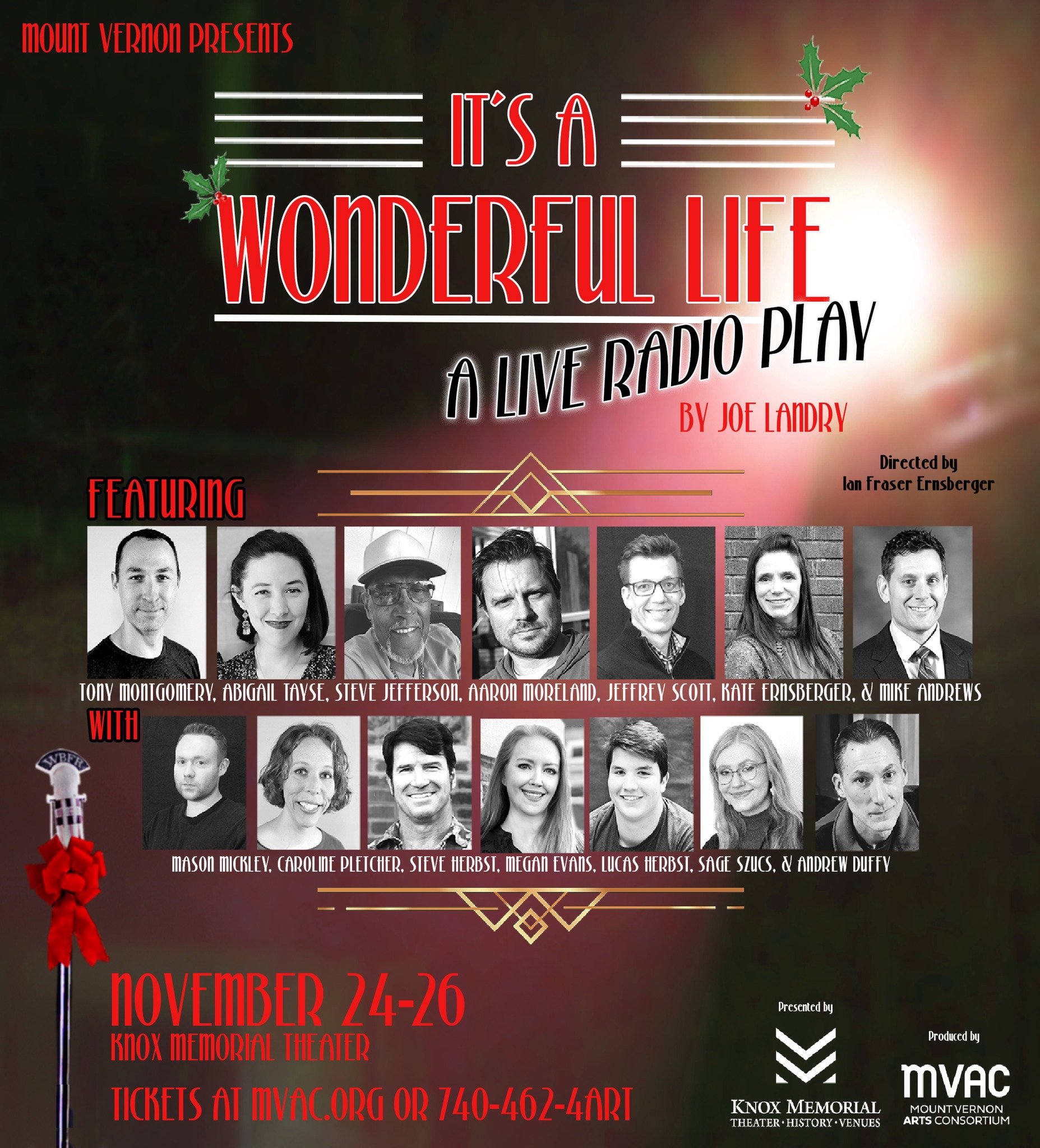 Join the Knox Memorial for It's a Wonderful Life: A Live Radio Play! This beloved American holiday classic comes to captivating life as a live 1940s radio broadcast. With the help of an ensemble that brings a few dozen characters to the stage, the st
