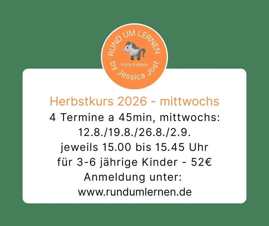 Reitpädagogikkurs für Kinder  3-6 Jahre
Den Ersatztermin (9.9.) gibt es, falls ich z.B. auf Grund gefährlicher Wettervorhersagen absagen muss. Es können maximal 4 Kinder teilnehmen. 