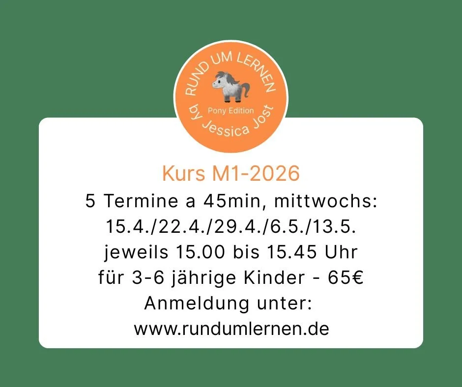 Reitpädagogikkurs für Kinder  3-6 Jahre
Den Ersatztermin gibt es, falls ich z.B. auf Grund gefährlicher Wettervorhersagen absagen muss. Es können maximal 4 Kinder teilnehmen.