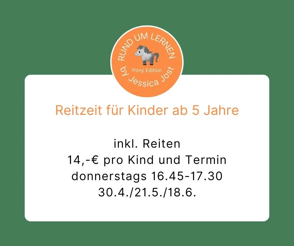 eine Auszeit an der Koppel mit Stallarbeit, Pferde beobachten und füttern, Spiel und Bewegung, inkl. Reiten. Die Termine können einzeln gebucht werden. Für die sofortige Buchung aller Termine gibt es 5% Rabatt. 