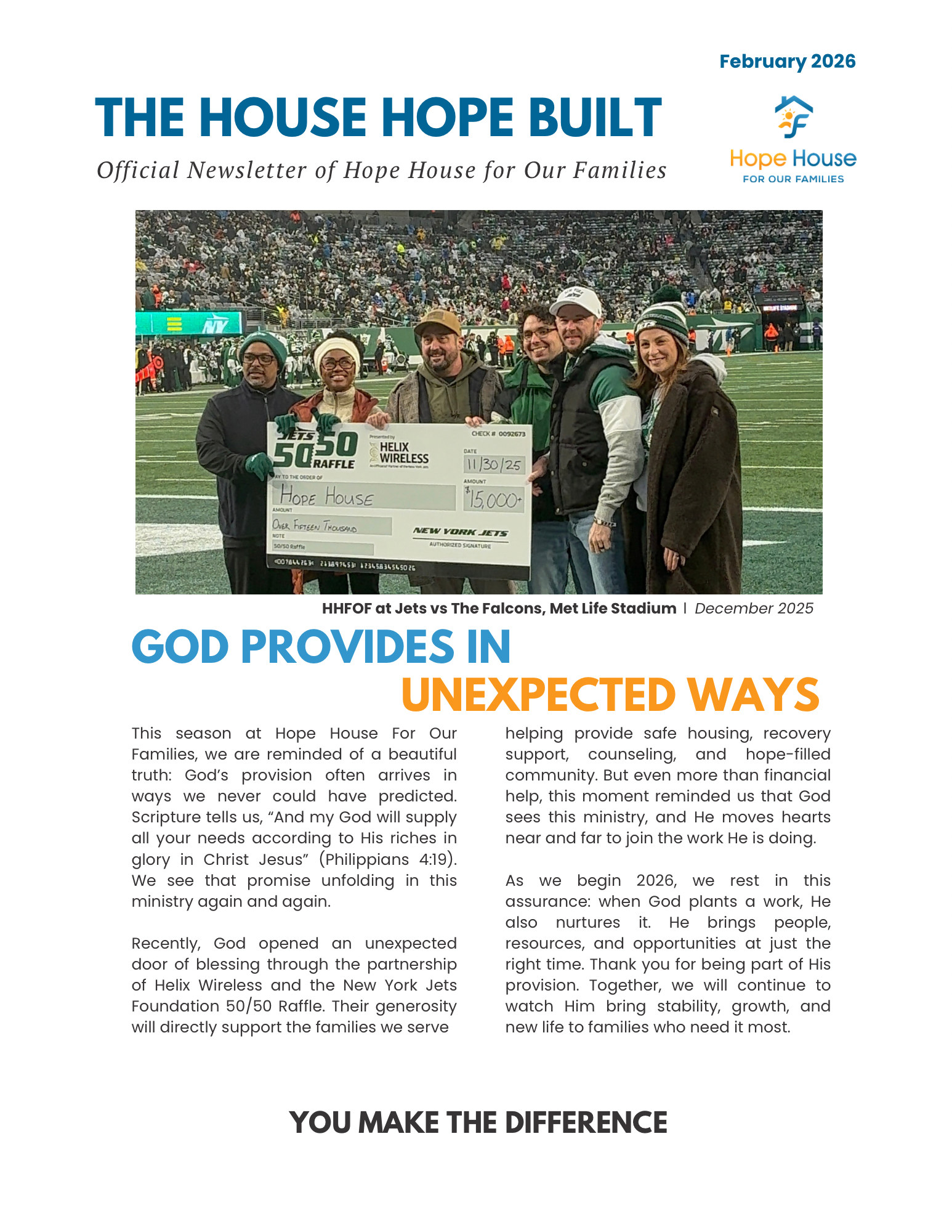 Winter Newsletter 2026: The House Hope Built