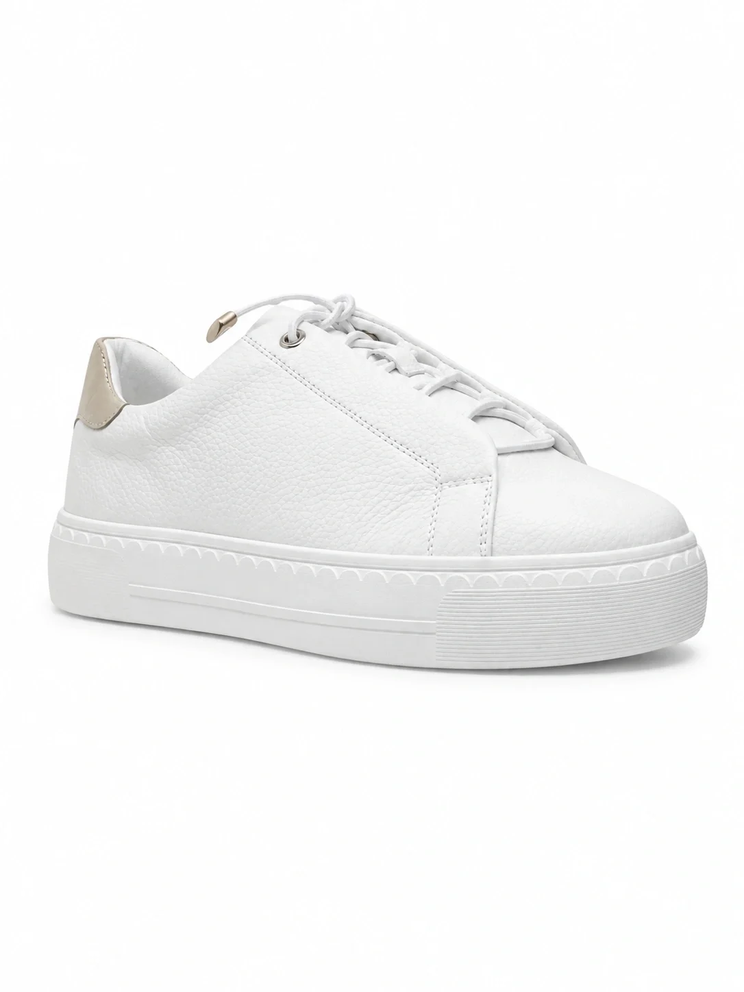 Regarde Le Ciel Nathaly runner shoes feature a white leather design with a metallic gold heel counter