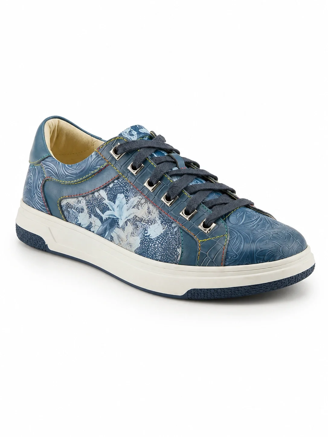 L'Artiste Men Falcon sneakers featured in a Blue Multi floral print