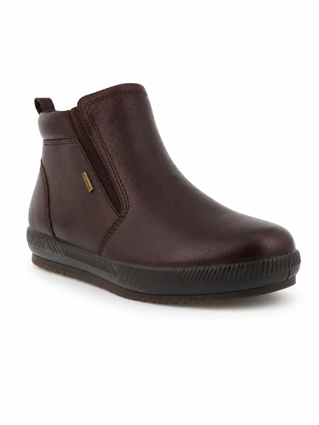 Gustavo ankle boot in dark brown features genuine leather and an inside zipper closure