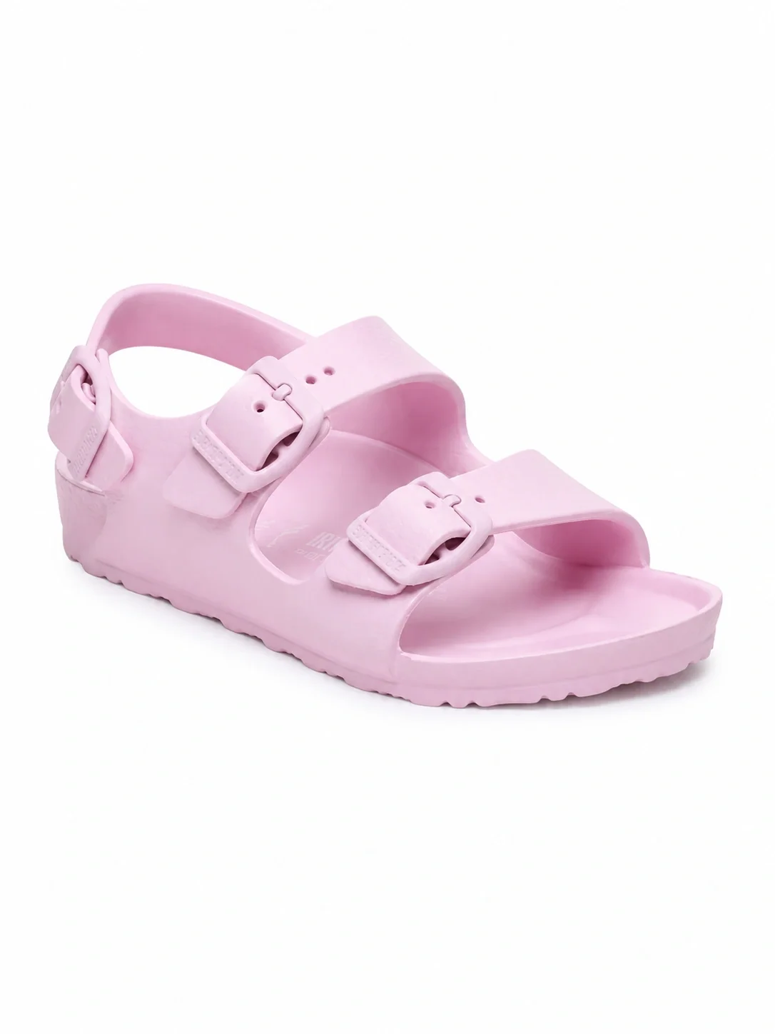 Pink Birkenstock Arizona EVA sandals featuring tonal buckles and waterproof material