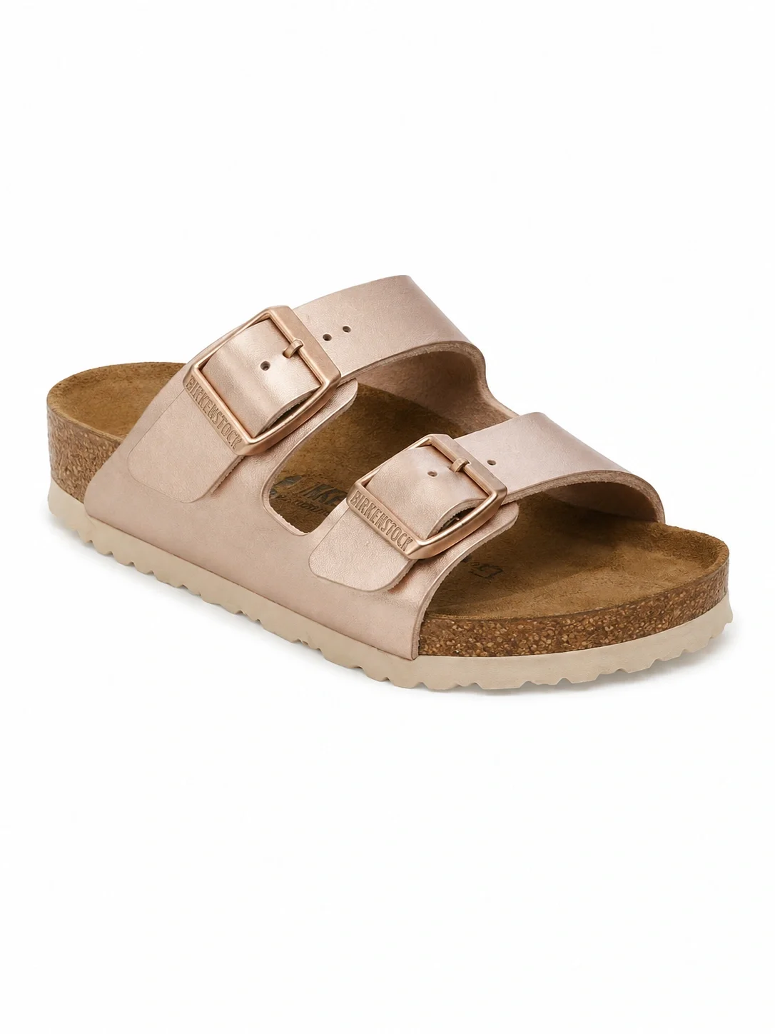 Birkenstock Arizona Kids sandals in a metallic copper finish
