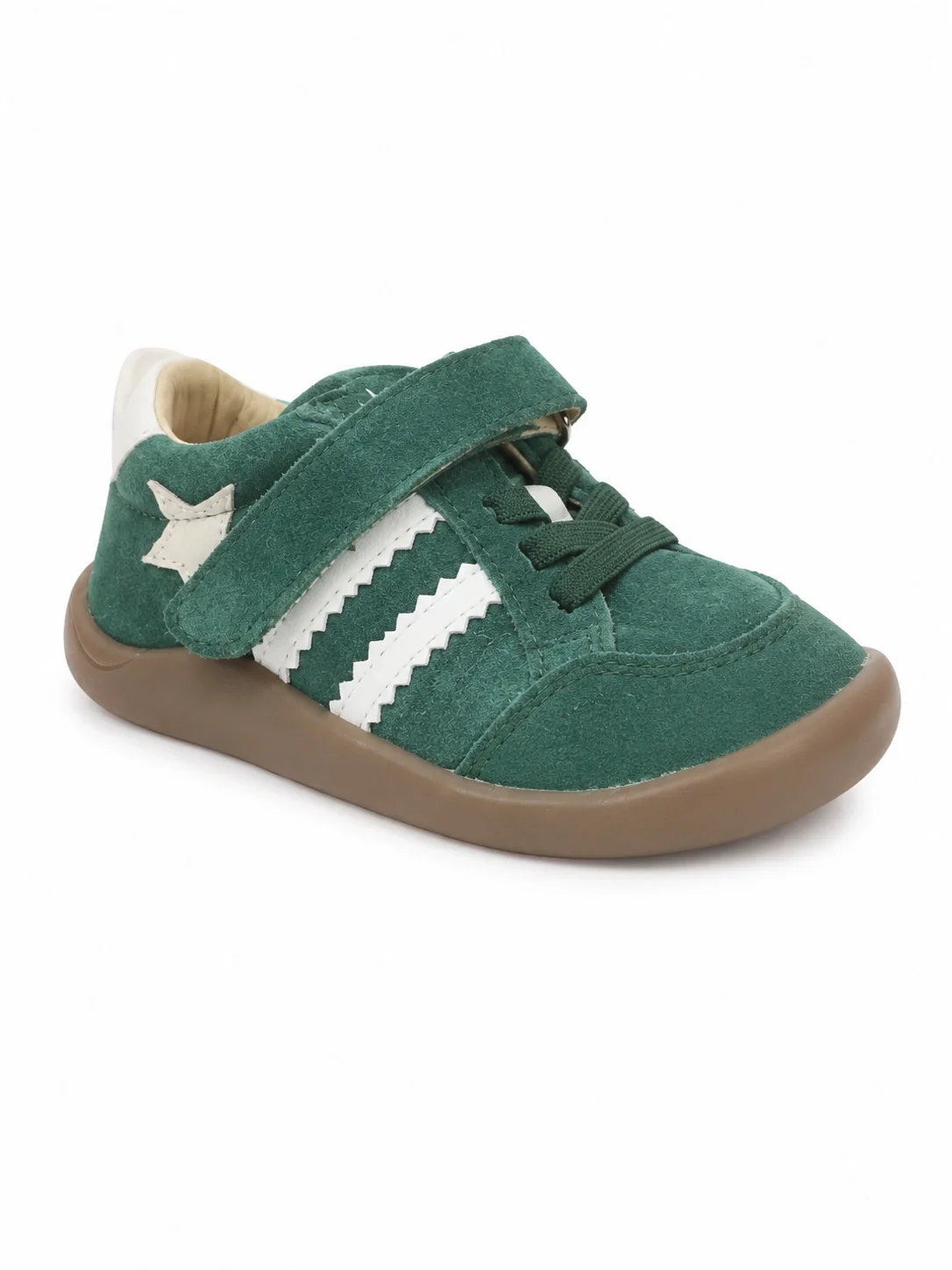Old Soles Wos Runner kids shoes in an emerald suede color with white side stripes