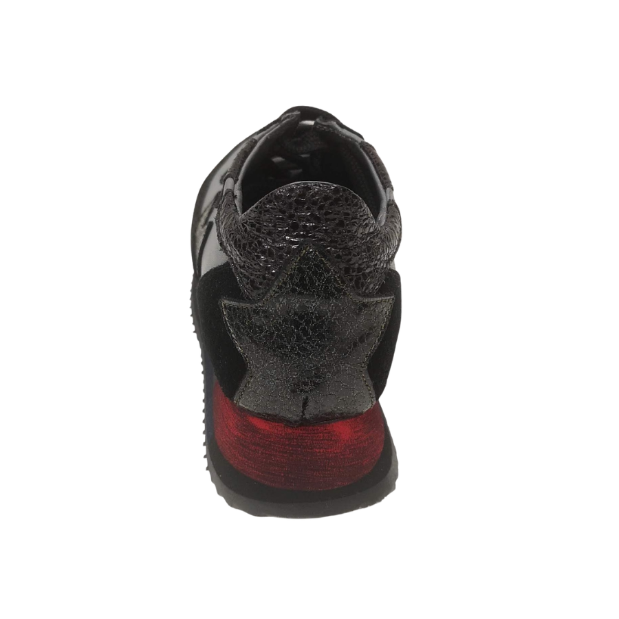 Bueno Petro women sneakers with laces leather grey red black-3.png