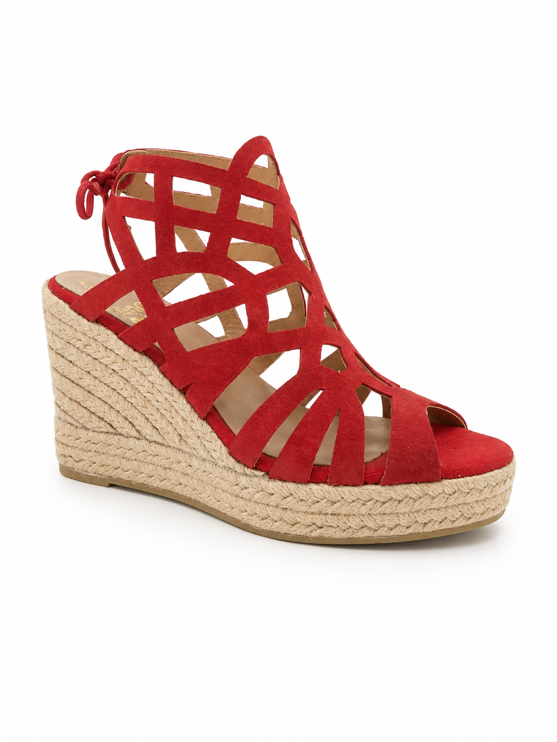 Kanna Espadrilles (model 20KV20062) in red suede with a strappy cut-out design