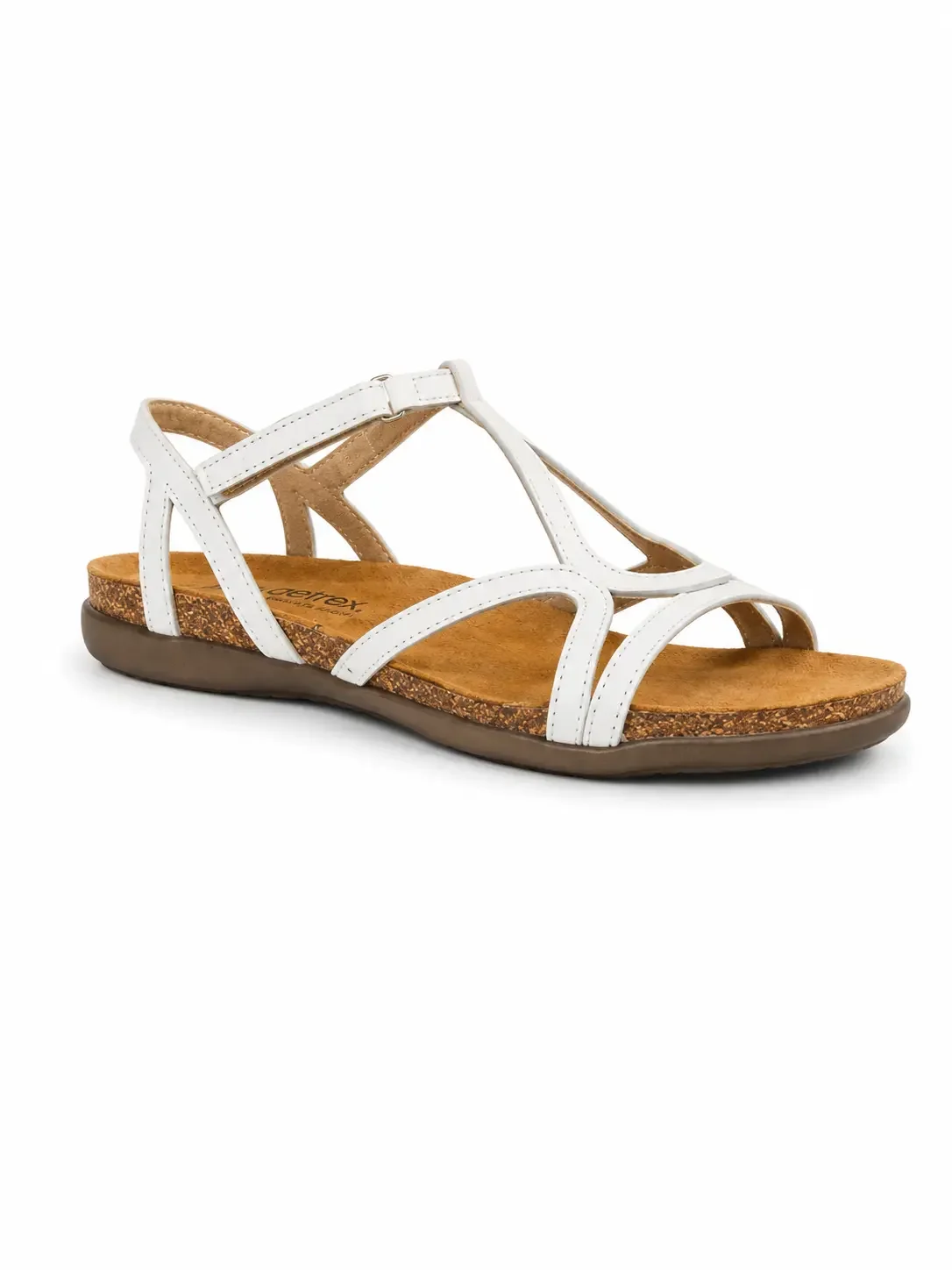 Naot Footwear Women's Dorith Sandals, featuring white leather straps and a comfort cork footbed.