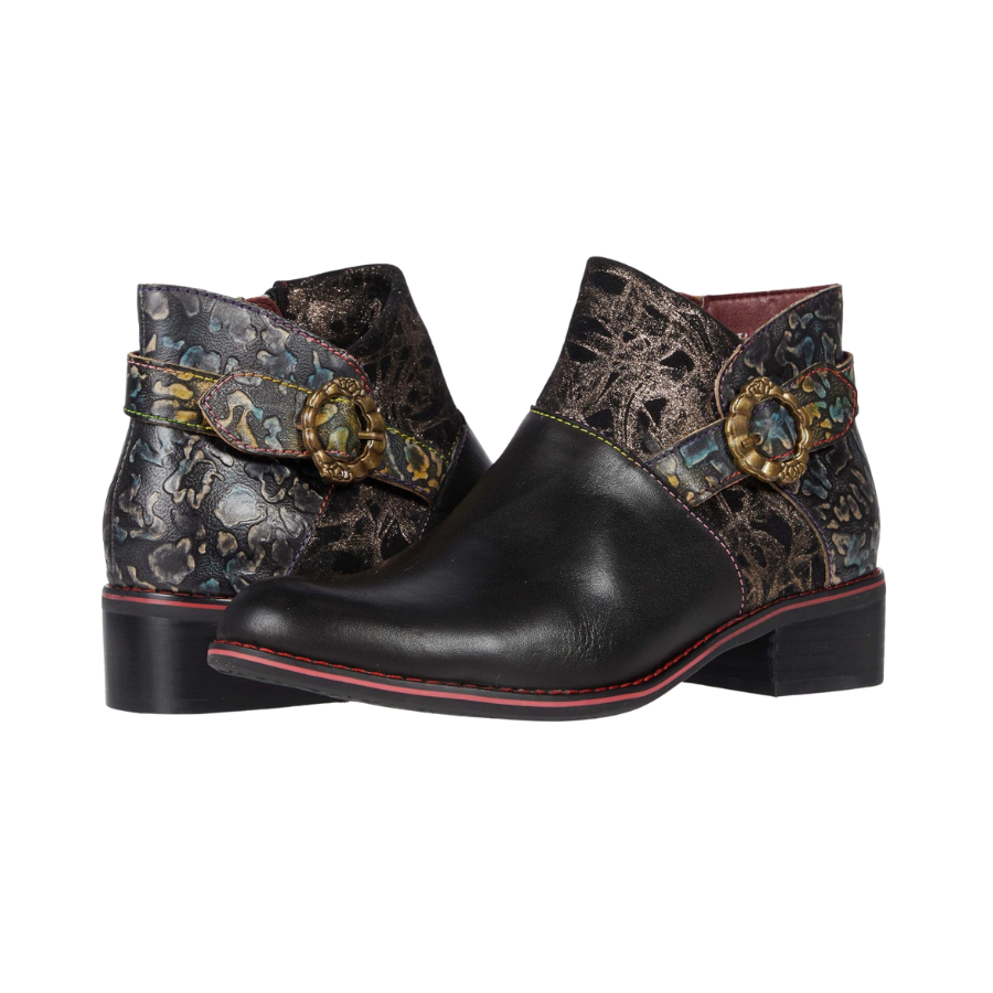 L'artiste Tiatia black leather women ankle boots 3.png