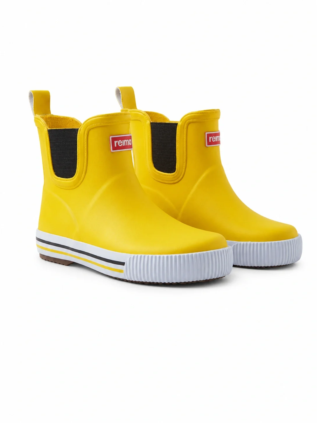 yellow Reima Ankles Wellington boots feature a waterproof synthetic upper and durable vulcanized rubber outsoles.webp