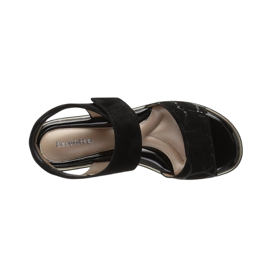 Beautifeel romi black satinato leather suede women summer sandals comfort brand made in israel-4.png