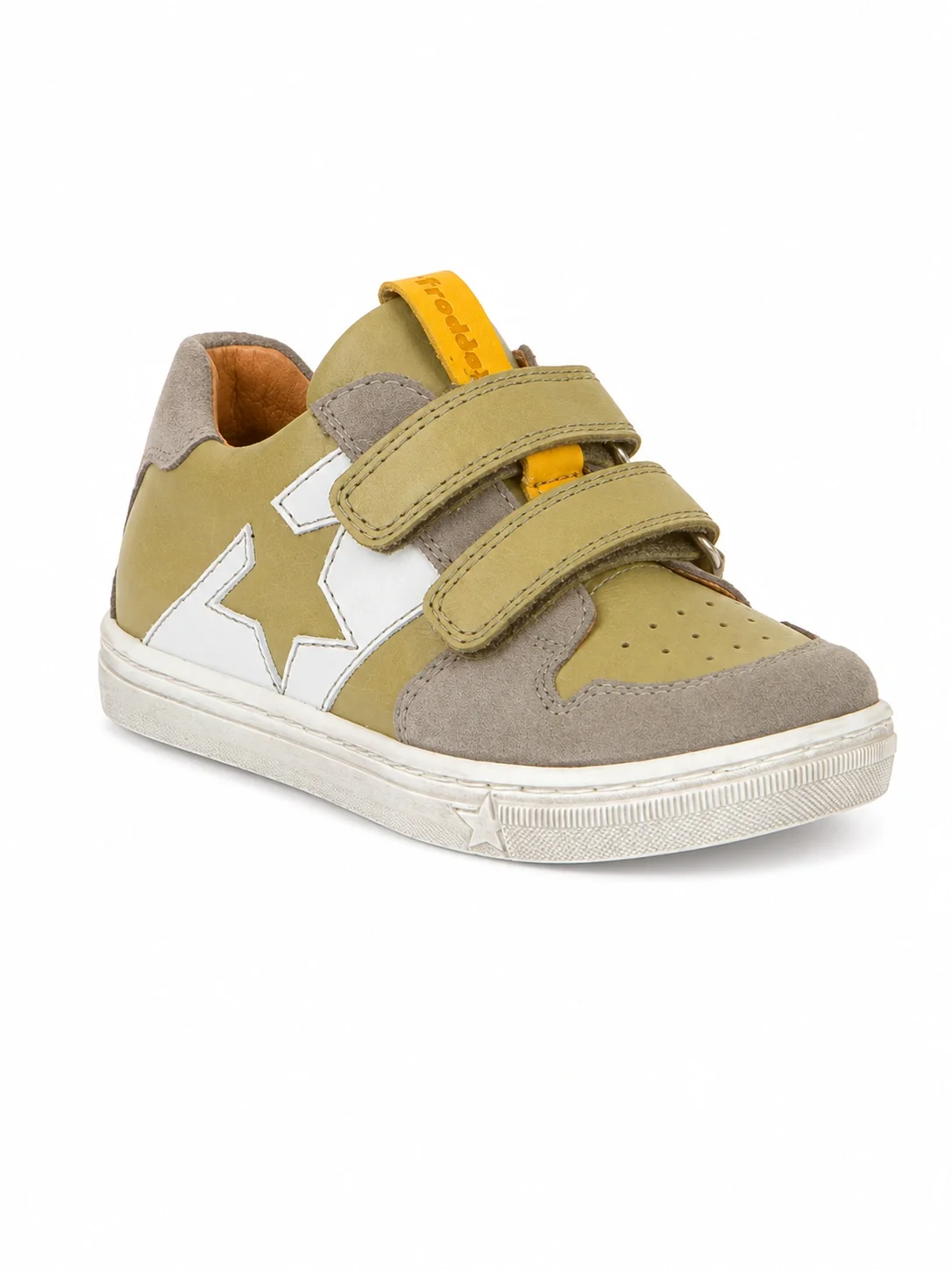 Froddo Dolvy shoes in olive green featuring a white star detail