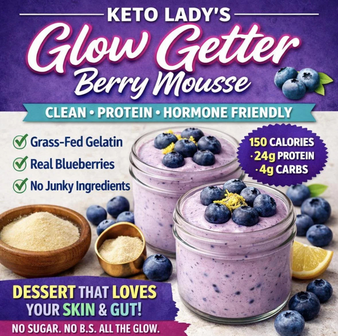 Keto Lady Blueberry Glow Mousse