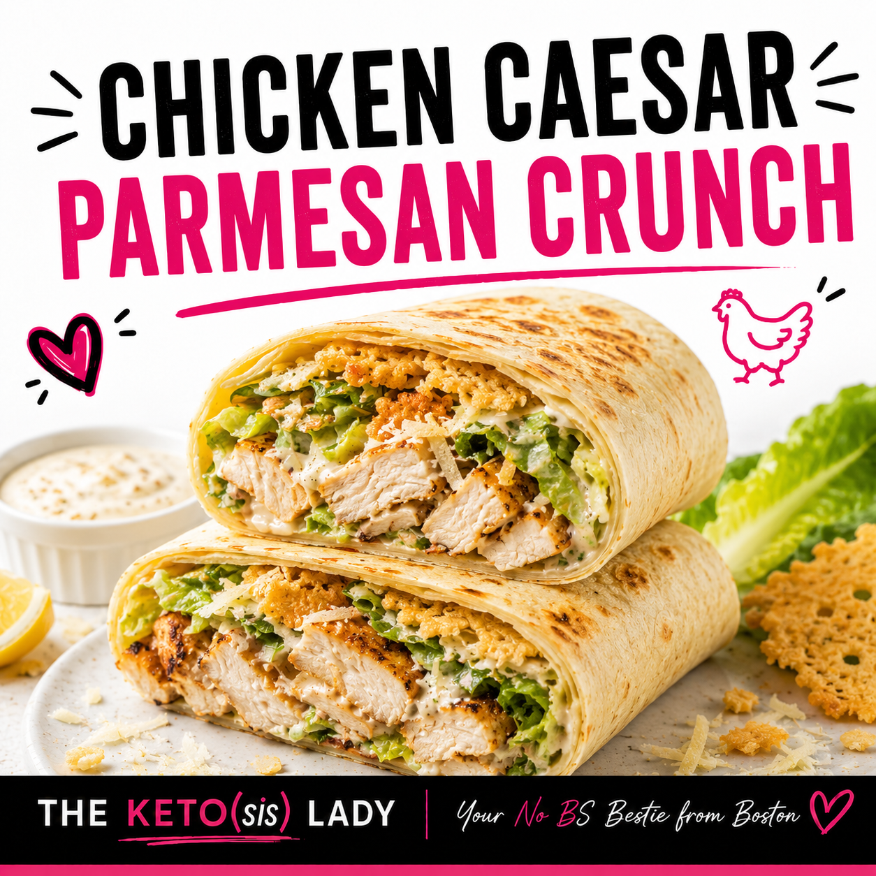 The Keto Lady Chicken Caesar Parmesan Crunch Sandwich