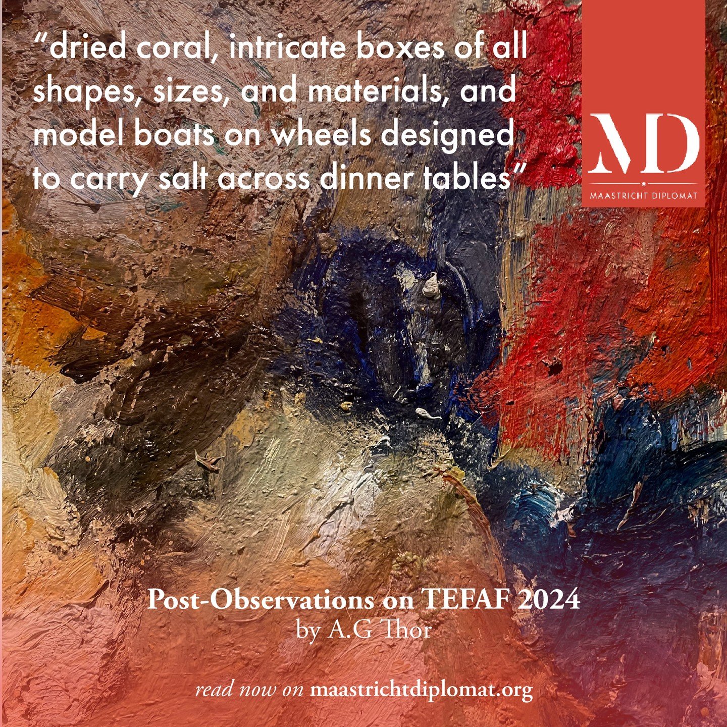 A reflection on TEFAF Maastricht 2024, outlining the general atmosphere before zooming in on three galleries and three paintings found at the fair.

Read the entire article at: 
https://www.maastrichtdiplomat.org/post/post-observations-on-tefaf-2024
