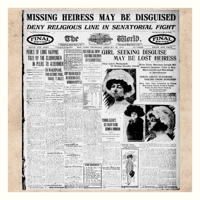 Front page of paper covering Dorothy's disappearance