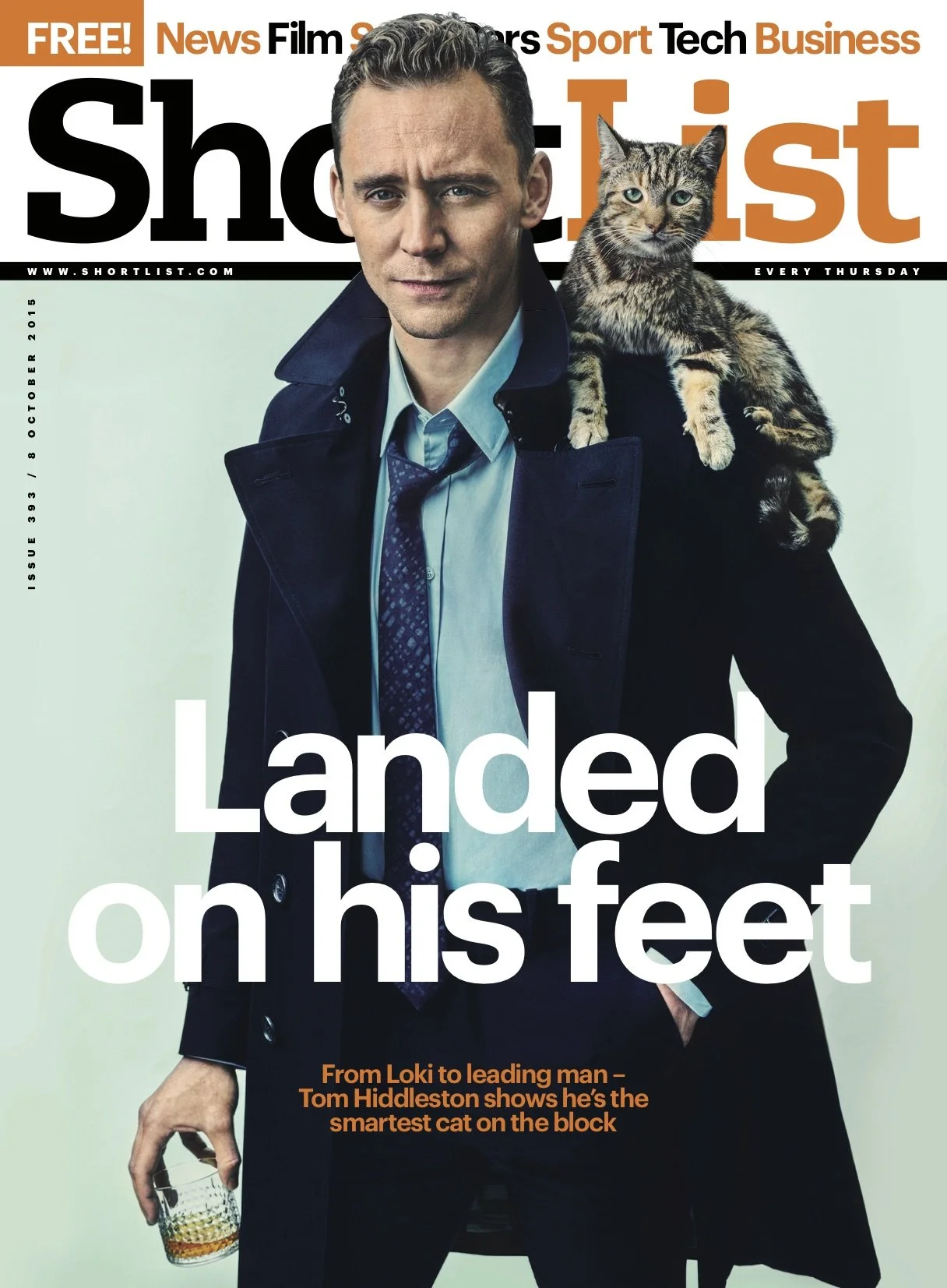 Tom Hiddleston - Shortlist Magazine 393 Cover - 2015